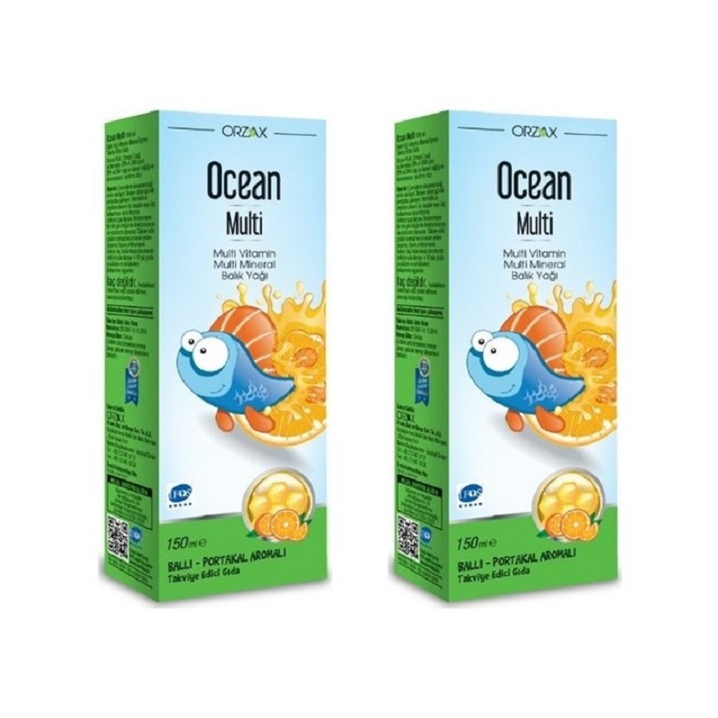 Orzax Ocean Multi Balık Yağı Şurup Ballı Portakallı 150ml 2'li Paket