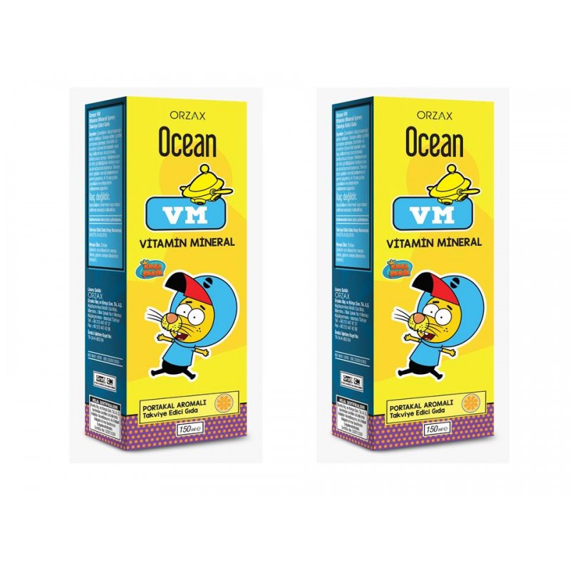 Orzax Ocean VM Vitamin Mineral 150ml Portakallı Şurup 2'li Paket