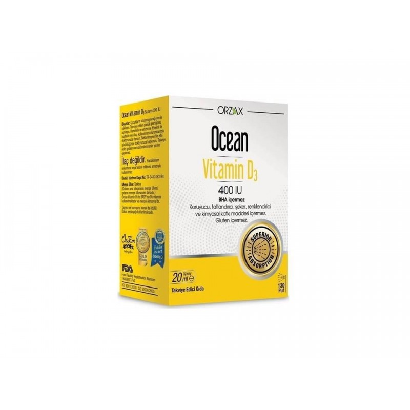 Orzax Ocean Vitamin D3 400IU Sprey 20ml 